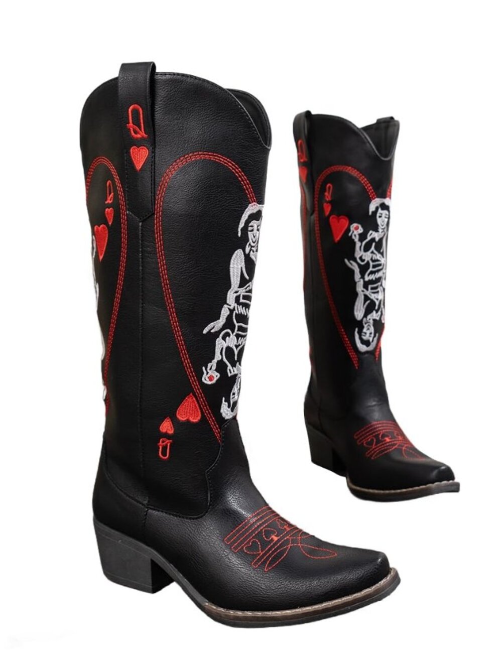 cowgirl boots Vintage Embroidered Riding Boots Western Cowboy Boots with Red